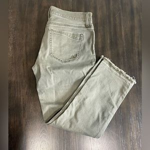 Super Soft Cropped Green Wash Denim